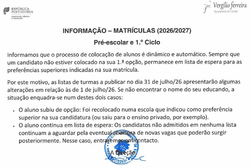informacao matriculas